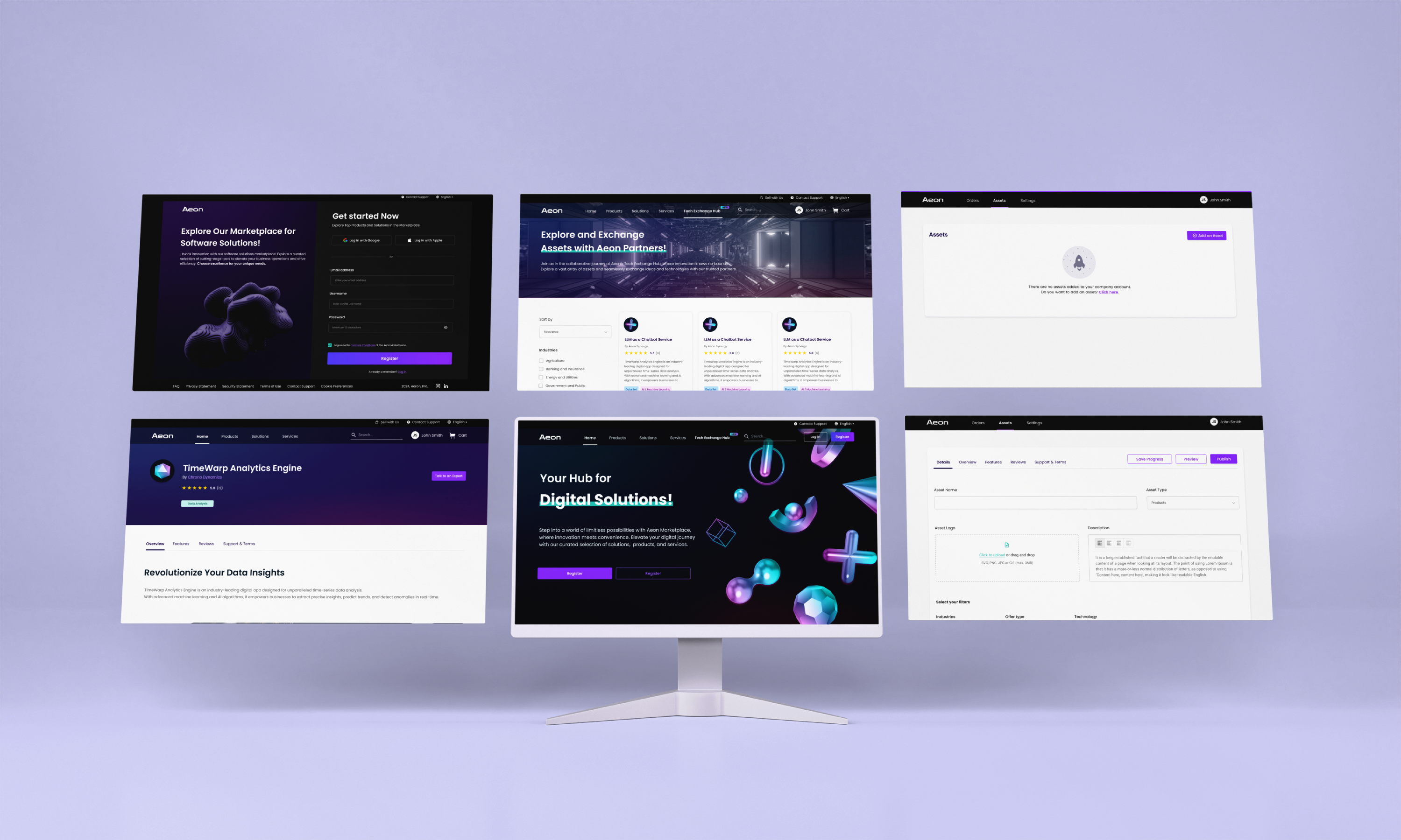 Aeon Marketplace prototype, home surface.