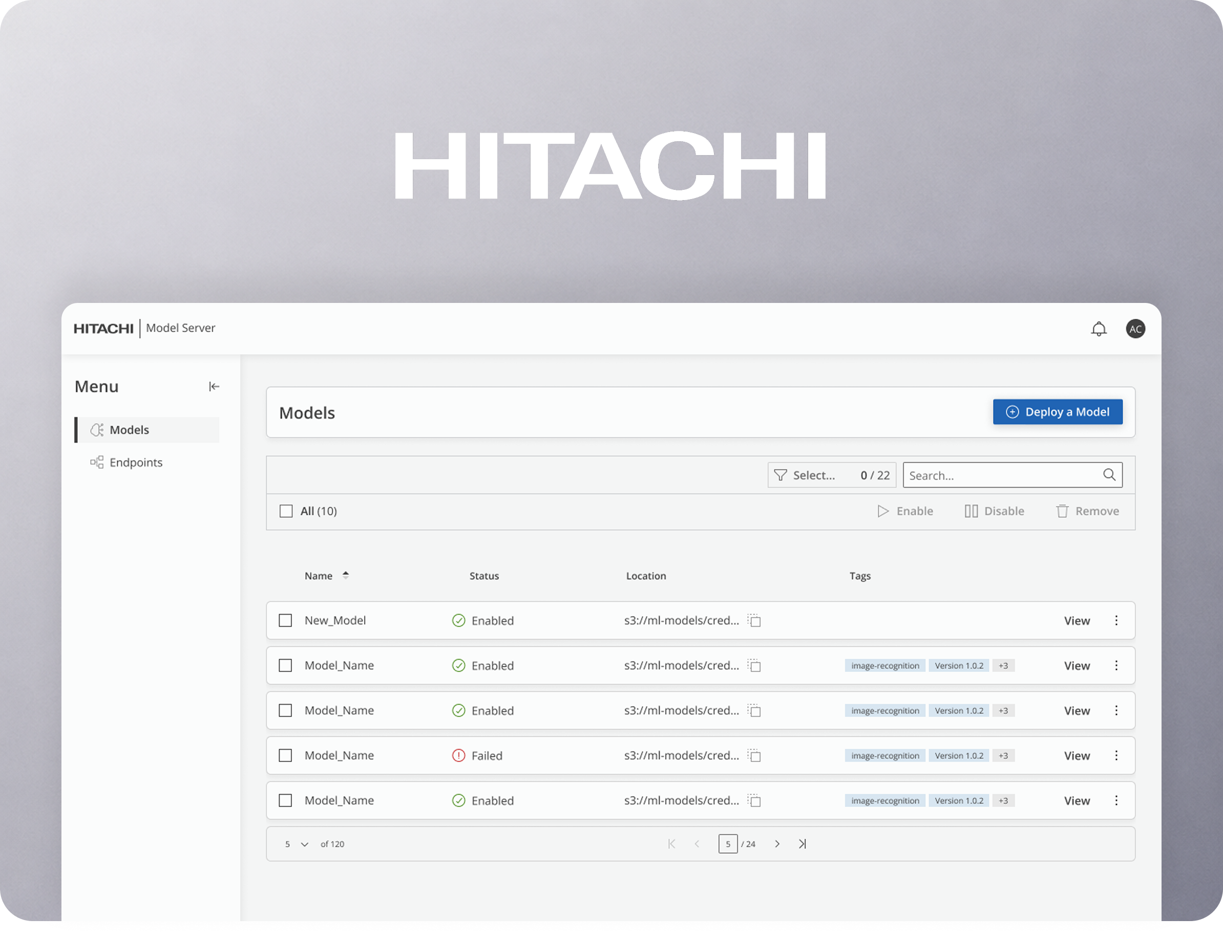 Machine Learning Model Server interface preview