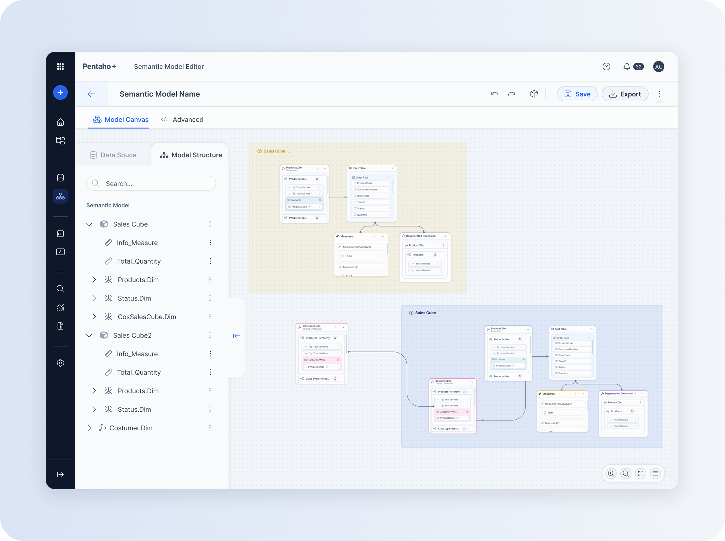 Semantic Model Editor interface preview