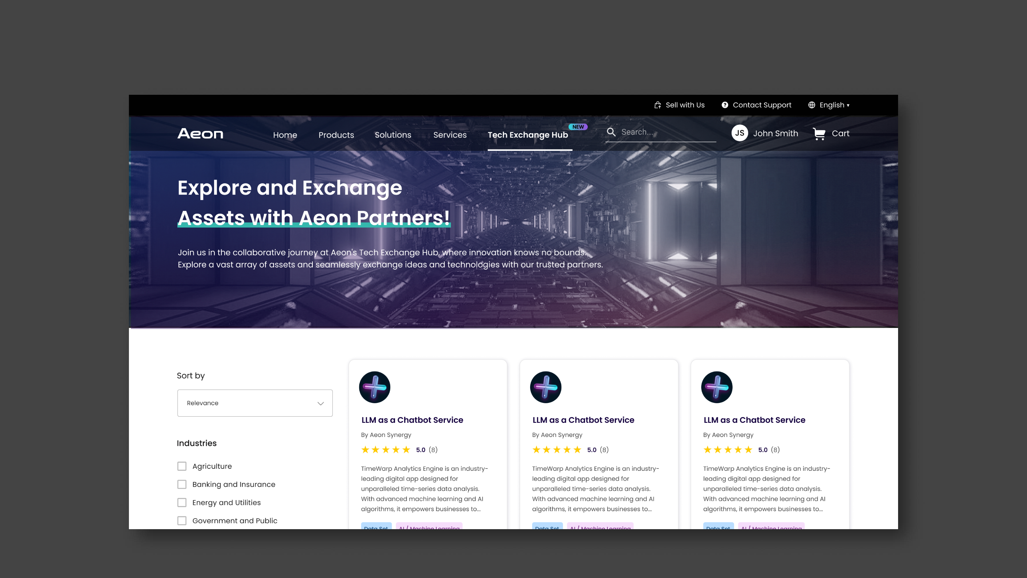 Aeon Marketplace prototype, Tech Exchange Hub.